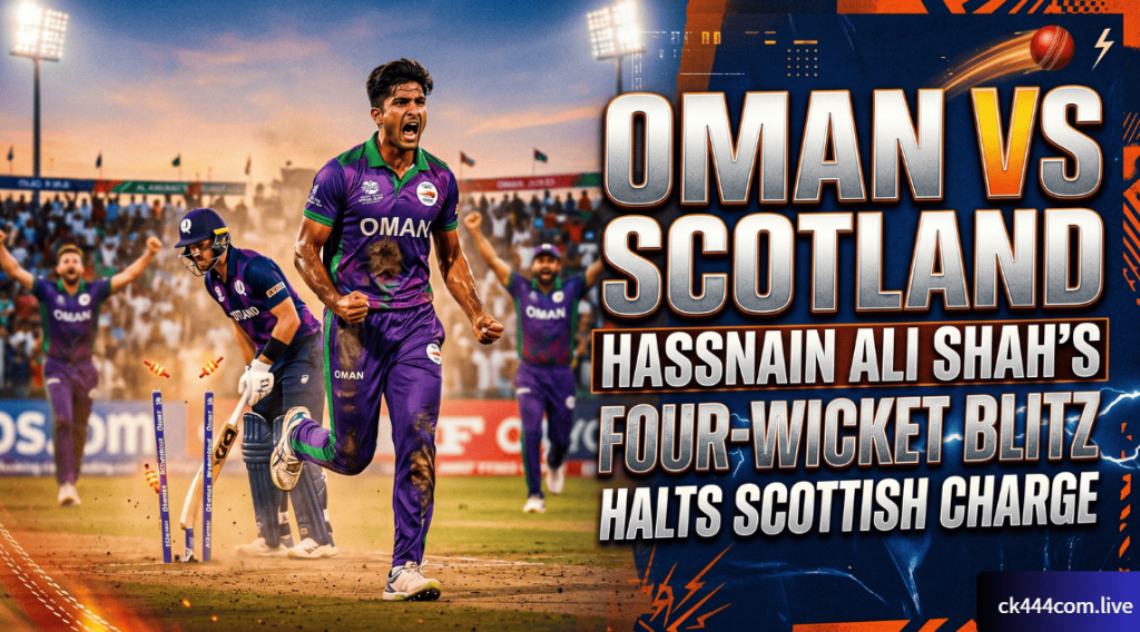 Oman vs Scotland : Hassnain Ali Shah’s Four - Wicket Blitz Halts Scottish Charge 1 Oman vs Scotland : Hassnain Ali Shah’s Four - Wicket Blitz Halts Scottish Charge